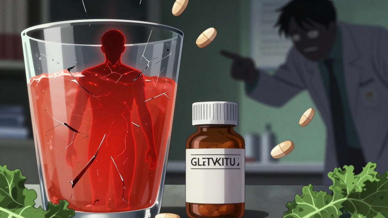 A glass of grapefruit juice causes a glowing, dangerous energy surge next to a statin pill in a surreal anime scene.