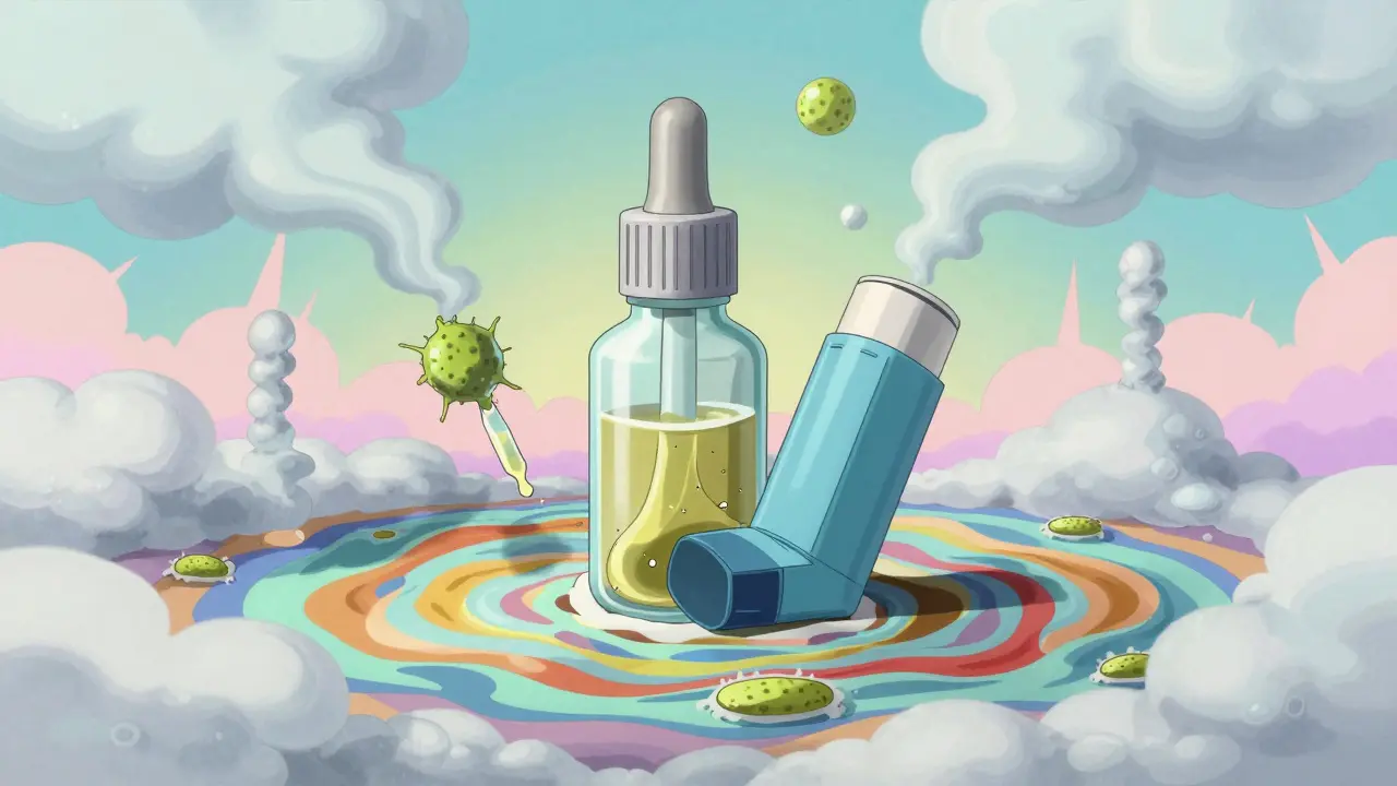 Stylized eye drops showing contamination risks in anime art.