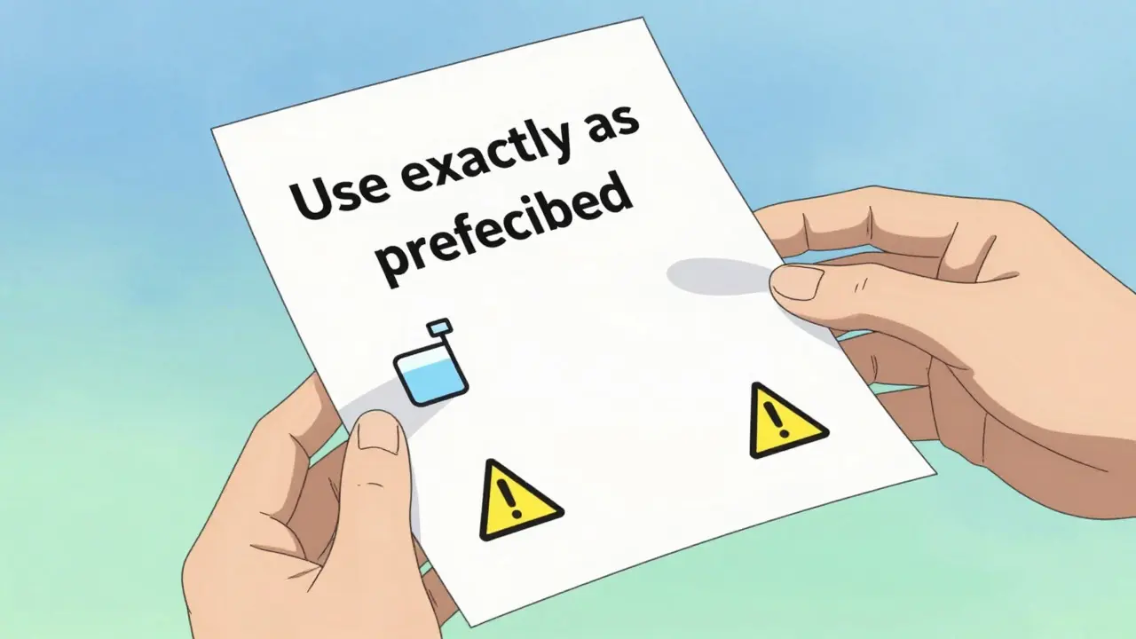 Clear, simplified medication information sheet floating in calm space
