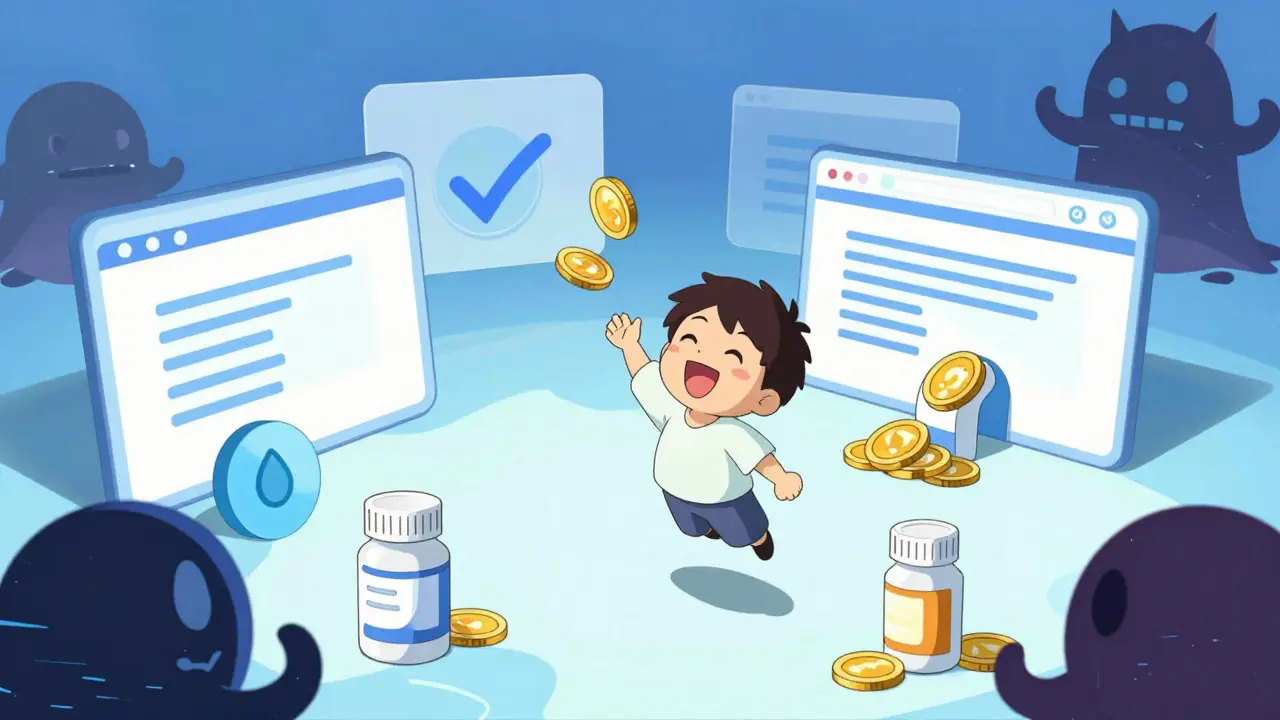Stylized anime character collecting savings in safe digital space